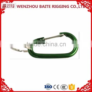 Green Aluminum Carabiner Snap Hook With Hole and Keyring ,Aluminum Spring Hook ,Handbag Aluminum Hook In Rigging Manufacturer thumbnail-1