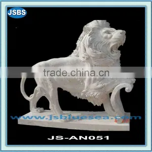 Carved Travertine Lion Statue thumbnail-1