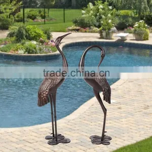 Patio Sense Sculpture Cast Aluminum Cranes Set Sculpture For Garden Decoration thumbnail-5