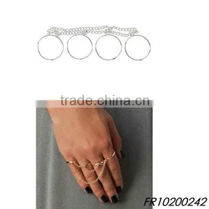 Gold and Silver 4 Rings Link Chain Rings thumbnail-2