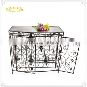 Antique Style Black Metal Wine Rack Storage Bar Wine Rack Home Furniture thumbnail-1