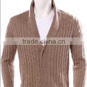 Long Sleeve Button Cable Knit Cardigan Man Sweater thumbnail-1