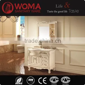 No.1Quality Cream Color Wood Wash Basin Floor Standing Vanity NO.6011 thumbnail-1
