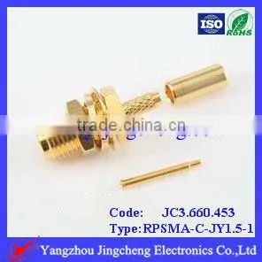 Gold Plated Reverse Polarity SMA Female Body With Male Pin Crimp Straight for RG316 Cable Bulkhead thumbnail-1