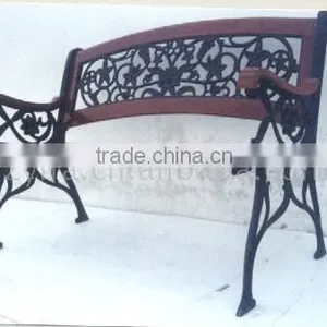 Patio Classic Wooden and Cast Iron Garden Bench thumbnail-6