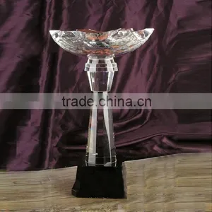 Crystal Cup Awards Trophies Hand Holder Crystal Trophies With Black Base thumbnail-1