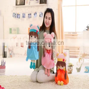 55*25cm Beautiful Customized Light Blue Stuffed Plush Feir Girl Doll Backpack With Matched Hat&skirt thumbnail-6