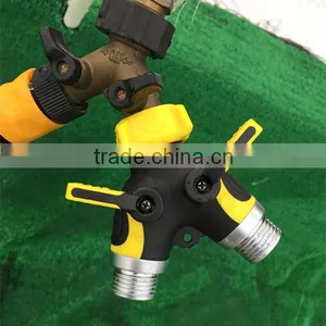 3/4" Colorful Lawn and Garden Tools Two Way Hose Connector Y Valve With On/Off Coupling Valves thumbnail-3