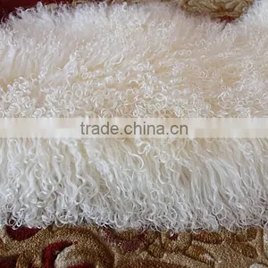 White Color Mongolian Sheep Fur Skin / Long Haired Sheep Fur Skin Quality Choice thumbnail-2