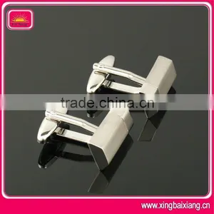 Shiny Silver Plated Blank Zinc Alloy Mens Cufflinks thumbnail-1