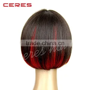New Arrival Virgin Mongolian Hair Wig, Cheap Red Bob Synthetic Wig With Fringe thumbnail-4