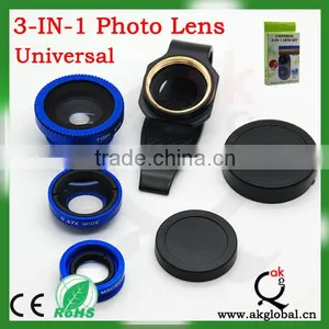3 in 1 Lens Kit Universal Fisheye Lens for Samsung Camera Lens for Smartphone thumbnail-1