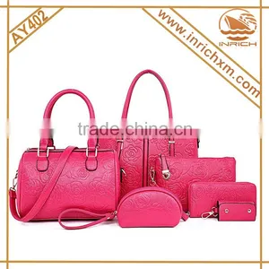 China Wholesale Handbags 2016 Woman Fashion 6 Pieces Leather Handbag Set thumbnail-2