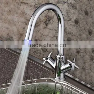 Brass Chrome Dual Handle Led Kitchen Faucet thumbnail-1