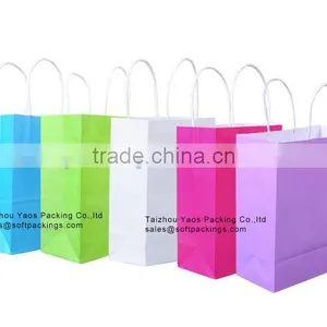 Cheap Logo Shopping Tote Bag, Fancy Design Colorful Take Away Kraft Paper Bag With Flat Bottom, Promotional Paper Carrier Bag thumbnail-1