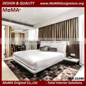 MA-1534H High End Commercial Hotel Bedroom Furniture Design Wooden Queen Size Hotel Bed Frame thumbnail-1