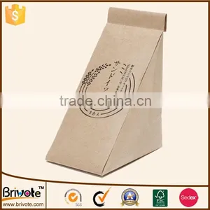 Recycled Brown Kraft Paper Food Box OEM Triangle Sandwich/cake Box thumbnail-3