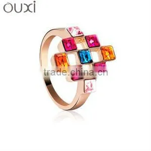 OUXI Colorful Maze Gold Plated Finger Ring & Ouxi Fashion Jewelry 40052 thumbnail-1