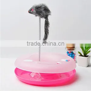 Pet Cat Kitten Cicle Play Toy With Spring Rat and Ball Funny Cat Toy - 29 cm thumbnail-1