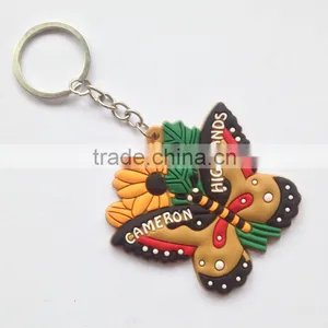 Wholesale Butterfly Shaped Metal Keychain Soft PVC Rubber Fashion Key Chain thumbnail-2
