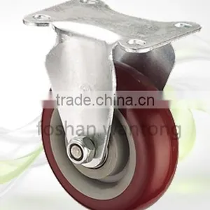 5 Inch Black Metal Plate Industrial Fixed Polyurethane Caster Wheel thumbnail-2