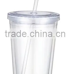 Double Wall Insulated Plastic Tumblers With Straw and Lid thumbnail-2