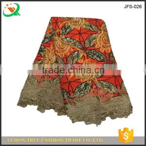 Fancy Guipure Lace Dress Fabric Mix Printed Super Wax Embroidery Wax Lace Fabric thumbnail-1