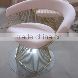 Warren Platner Style Wire Chair Golden Wire Chair thumbnail-3