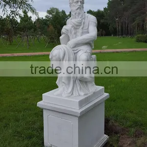 Hand Carved Famous White Marble Garden Moses Statue thumbnail-2
