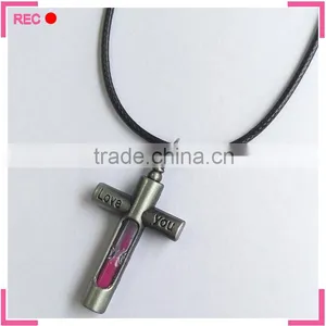 Meaningful Pendant Necklace With Cross Pendant, With Hourglass Custom Name Necklace thumbnail-3