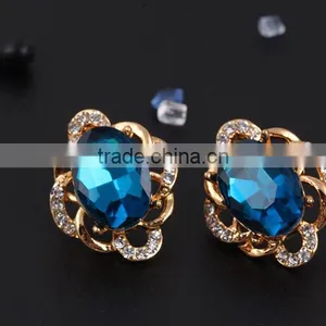 Online Shop Blue Zircon Stone Necklace Set Crystal Earring Jewelry Gold Plated thumbnail-4
