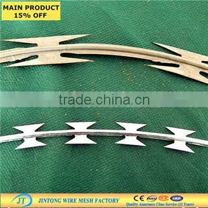 Anping Jintong CBT65 BTO 22 Galvanized Concertina Razor Wire, Razor Blade Wire thumbnail-1
