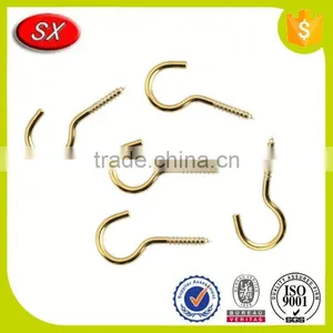 Custom Manufacture Metal s Screw Hooks Brass Plated Hook thumbnail-1