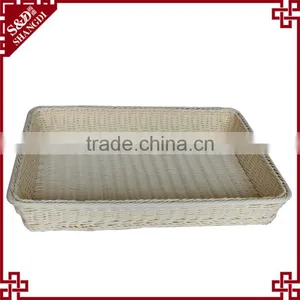 Wholesale Plastic Rattanwoven Picnic Basket for Fruit and Bread Display thumbnail-1