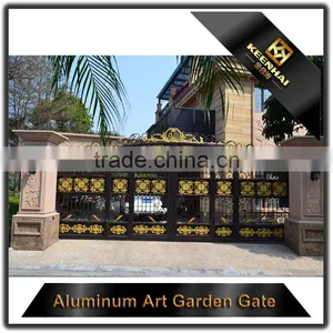 Garden Decoration Powder Coated Aluminum Beautiful Metal Sliding Garden Gate thumbnail-4