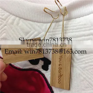 Natural Bamboo Garment Hand Tag For Clothing Engraved Wooden Hanger With Golden Pin High Quality Custom-Made Clothing Tag thumbnail-2