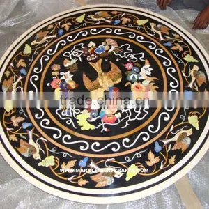 Bird Inlay Marble Coffee Table Top Stone Inlay Table Top thumbnail-1