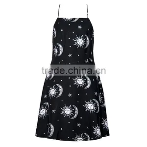 New Fashion Print Women Party Dresses Spaghetti Strap Backless Dress thumbnail-3