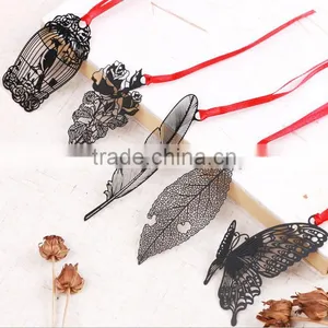 Fashion Black Thin Leaf Bookmark Diy Gun Black Metal Leaf Bookmark Tags for Christmas Gifts 2016 thumbnail-3