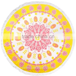 Custom Cotton Printing Round Beach Towel With Tassels thumbnail-3