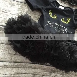 Girls Halloween Tutu Romper Infant Toddler Girls Outfits Girls Cat Balck Tutu Romper Black Chiffon Tutu Romper With Headbannd thumbnail-2