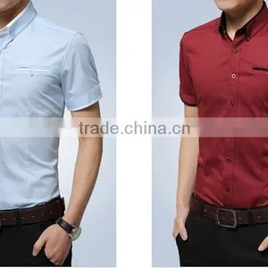 Wholesale Walson D46513a 2015 Fashion Mens Shirts Summer Plain Dress Shirts for Men's Apparel thumbnail-2