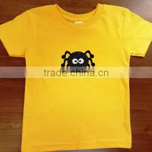 Summer Boutique Wholesale Boys T-shirt Halloween Black Spider Embroidered Yellow T-shirt thumbnail-1