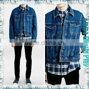 Hot Mens Slim Fit Classic Retro Thicken Denim Jackets Coat thumbnail-3