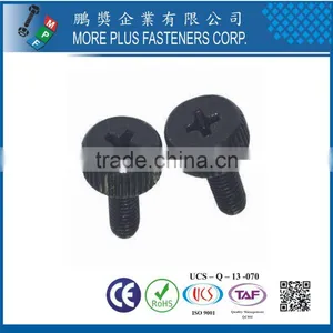 Made in Taiwan Steel Knurled Thumb Screw Flat Head Black Oxide thumbnail-5