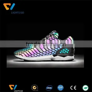 High Visibility 0.8mm Iridescent Reflective Synthetic PU Leather for Shoes thumbnail-2