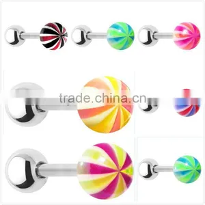 16 Gauge (1.2mm) 1/4" (6mm) 4mm Ball Metallic With UV Ball Cartilage Tragus Earring thumbnail-1