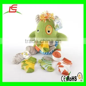 LE A0090 Calvin the Closet Monster Knit Baby Socks and Plush Monster Gift Set thumbnail-1