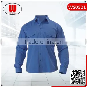 Long Sleeve Work Blue Shirt Men thumbnail-1