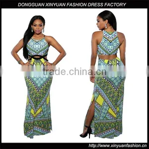 2017 Ladies Fashion Sexy Bandage Dresses Sleeveless Digital Printed Connect Dress Skirts Women Modern African Dress Style thumbnail-1